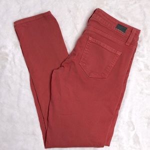 Paige Pink/ Salmon Skyline Low Rise Ankle Peg Jeggings Skinny Jeans Size 26 x 28